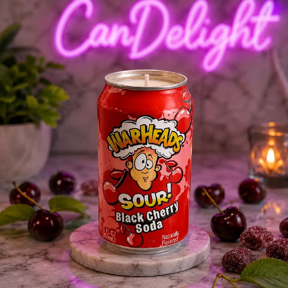 Sour Black Cherry Soda Candle | Hand-Poured Soy Candle | Repurposed Soda Can | 12 oz