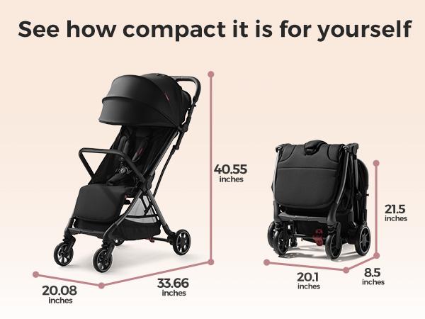 Momcozy ClickGo Lightweight Stroller, Compact Travel Stroller for Airplane with One-Click Fold, Baby Stroller and Toddler Stroller with Large Canopy for Kids from 6 Months to 50 Lbs