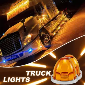 2PCS Orange LED Watermelon Lights, Dual Mode Steady & Strobe Car Side Marker Light, Waterproof Warning Turn Signal Lamp, Universal for Truck Trailer Lorry RV