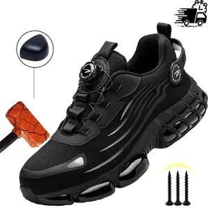 Men Rotary Buckle Work Safety Shoes Anti-puncture Working Sneakers Male Indestructible Work Shoes Men Boots Lightweight Men Shoes Protective Boots Slip Resistant wear resistant Construction Work Shoes