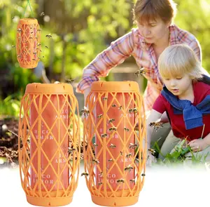 Wasp Traps Outdoor Hanging Bee Trap for Orange Jacket, Sticky Fly Bug Insect Deterrent Killer 2 Pack