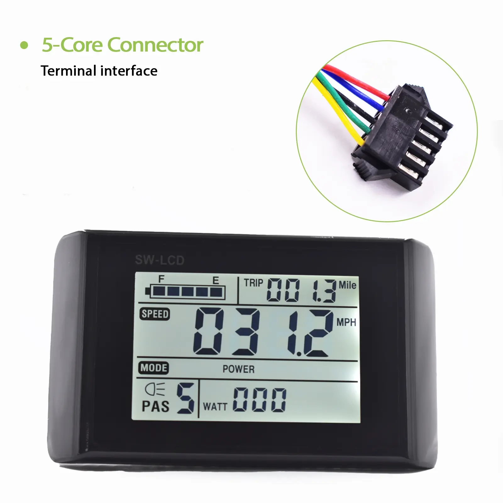 Durable Waterproof Electric Bicycle Speedometer Sw900 Sm5pin, Shockproof Wired Display, Uart 2 Protocol, E-Bike Controller Connection, Ebike Accessories