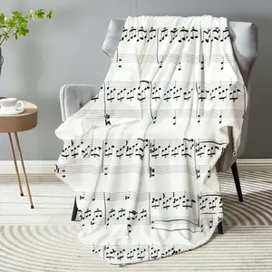 1pc Beethoven'S Moonlight Piano Sheet Music Blanket - Soft Flannel All-Season Lightweight Throw With Digital Print Musical Notes & Piano Keys, 280 GSM Durable Music Lovers, Home, Gym, Travel & Camping - Vintage Style & Piano Blan