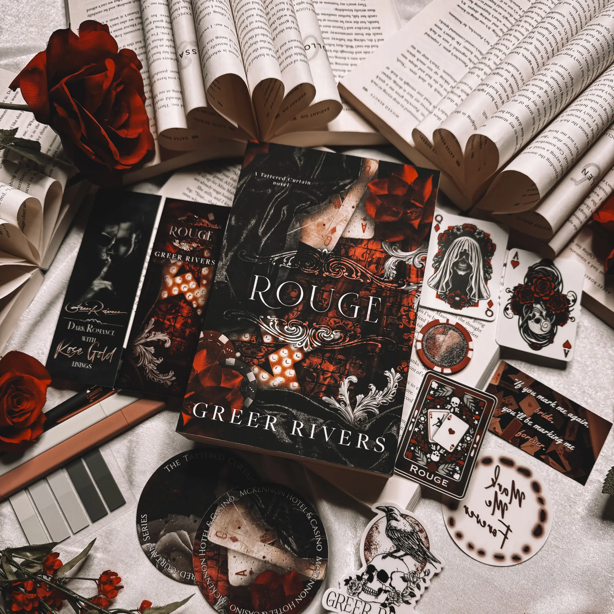 Rouge by Greer Rivers - Spicy Dark Romance Box - Magnets, Stickers, Casino Chip, and More - Paperback Edition