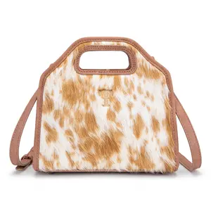 Trinity Ranch Western Cowhide Crossbody Purse for Women with Adjustable Strap