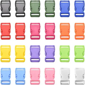 24pcs 3/4" Multicolor Quick Side Release Buckles for Paracord Bracelets Pet Collar Belt Strap Craft Accessory