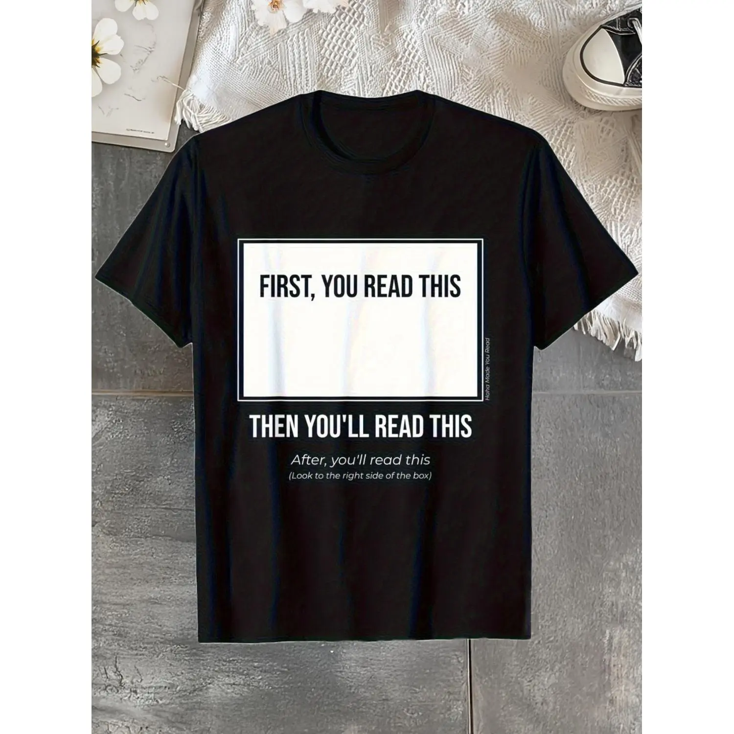 Menswear Plus Size Humorous Reader Revenge Prank T-Shirt - Top, Round Neck, Short Sleeve, Slight Stretch, All-Season Casual Streetwear, Ideal for Birthdays, Office