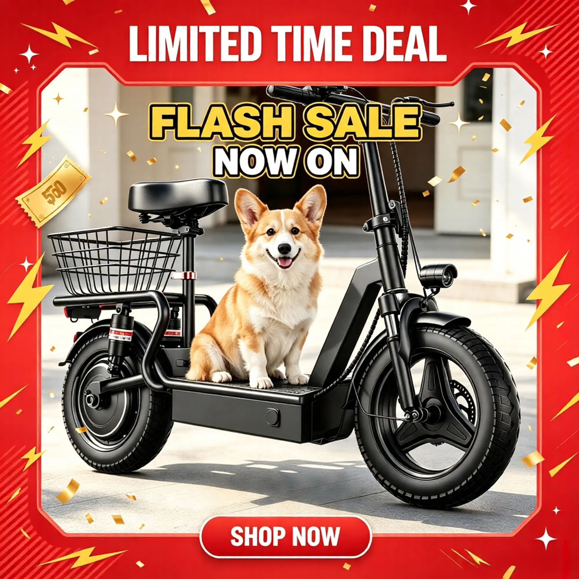Fweork GT10 Foldable Cargo Electric Bike - 1000W Peak Power, 25MPH Max Speed, 35Mi Range, 48V 15Ah Battery - for Daily Commuting