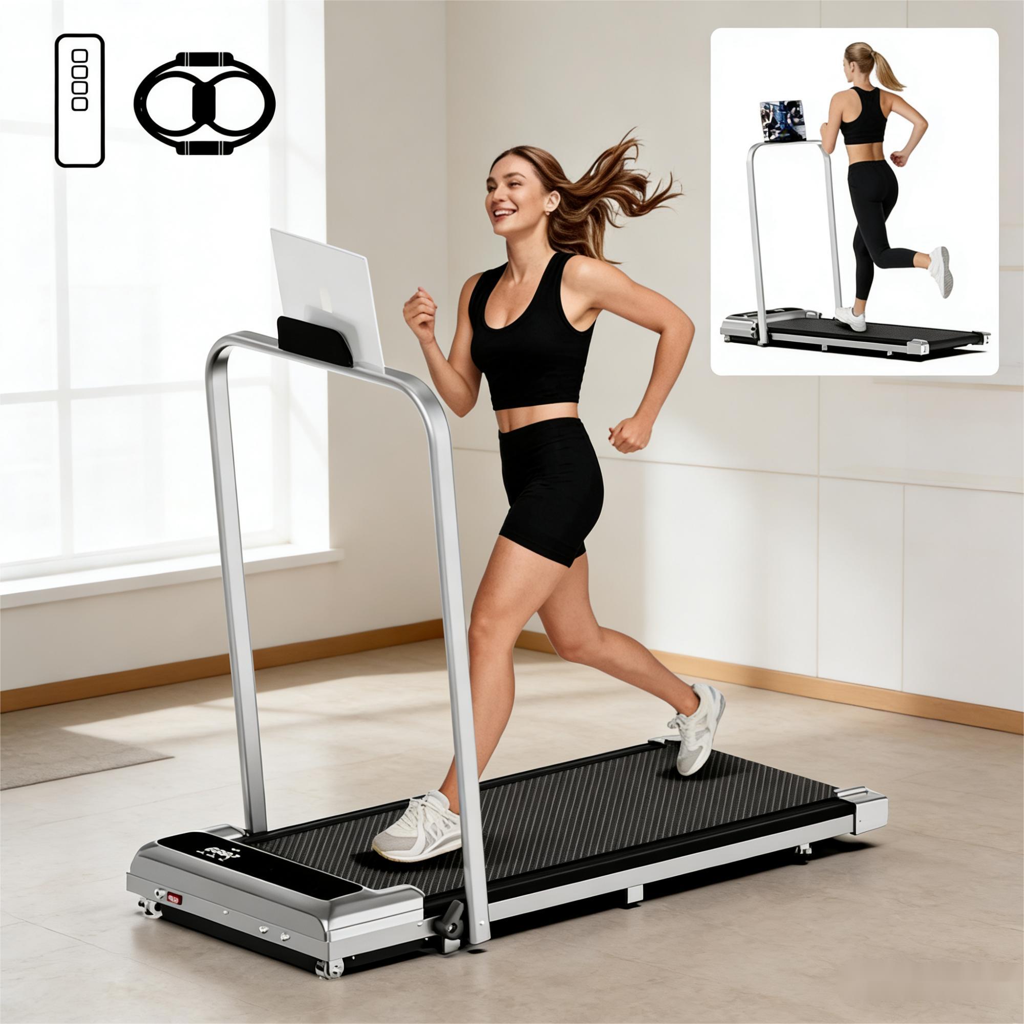 Portable Treadmill, Suitable for Under Desk, 2.5 HP Treadmill with Remote Control and LED Display, 3-in-1 Portable Treadmill, Supports 265 lbs, Suitable for Home and Office