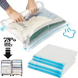 5pcs Compression Bags For Travel, Travel Compression Bags Compression Storage Bags Vacuum Packing Space Saver Bags Space Saving Bags, Reusable Roll-Up Compression Bag