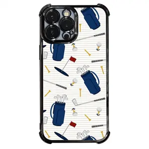 Phone Case: 1 PC Tee Time- Golfing- Golf Clubs and Tees Electroplating Process Protective Cover with Reinforced Cushioning And Collision Prevention Suitable for iPhone 17 16 15 14 13 Pro Max Cover