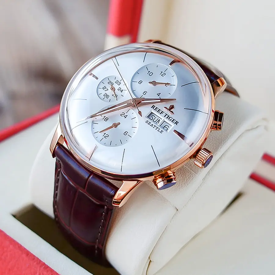reef tiger Watch Men's Mechanical watch Automatic multi-function double calendar Business men's watch men's clock RGA1699