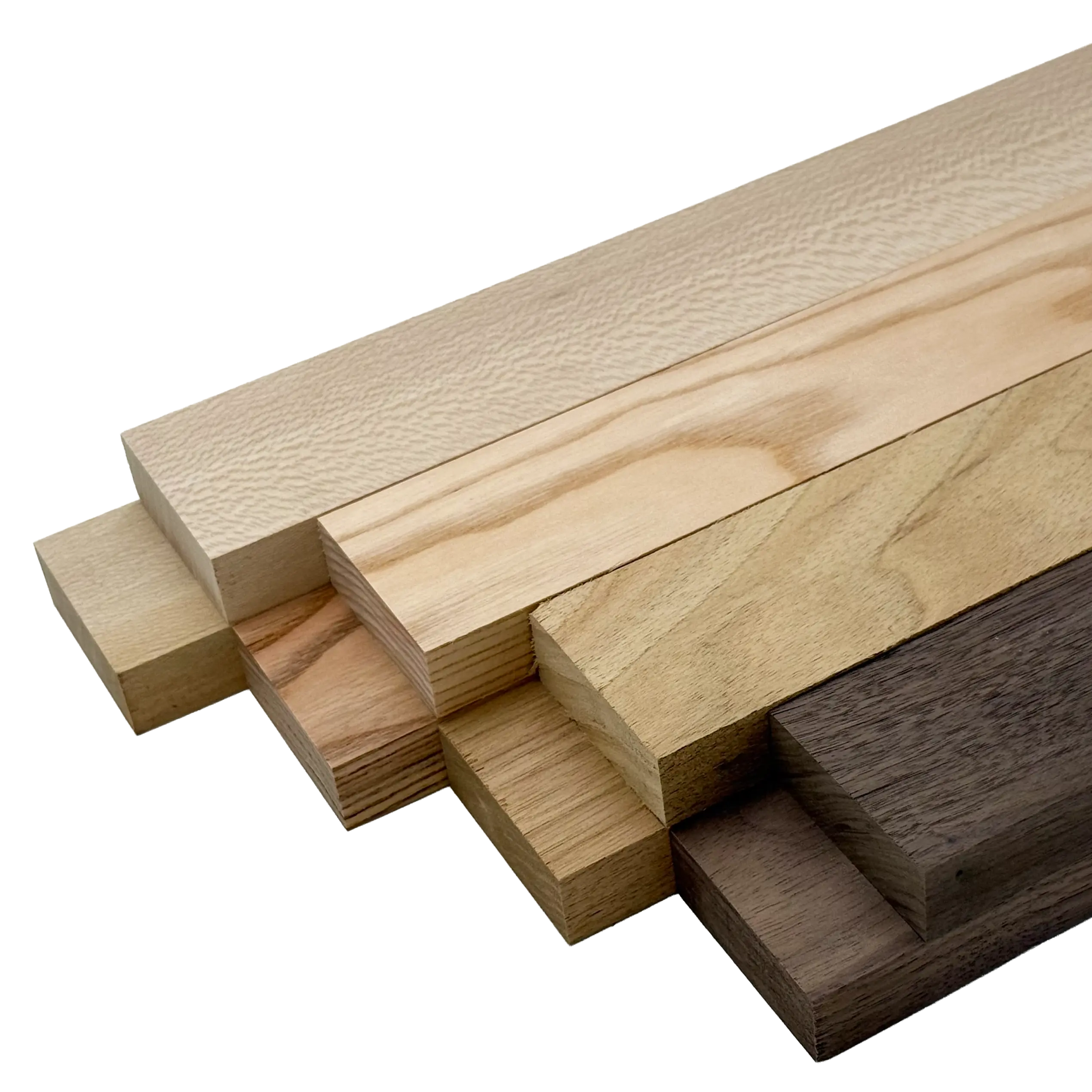 Domestic Exotic Variety Pack - Butternut, Coffeenut, Walnut, Quarter Sawn Sycamore - 3/4" x 2" (8 Pcs)