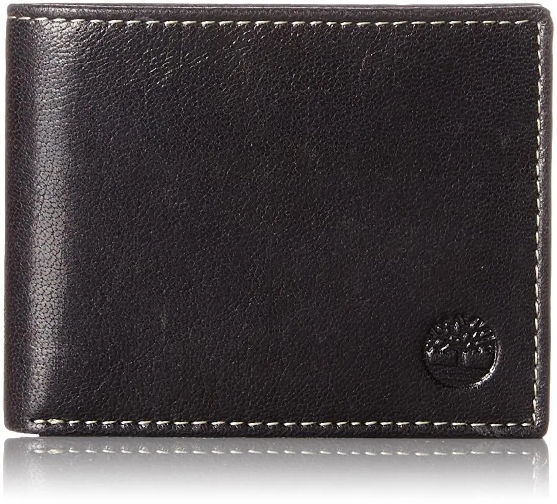 Timberland Men's Commuter Pebbled Leather Bifold Wallet Black
