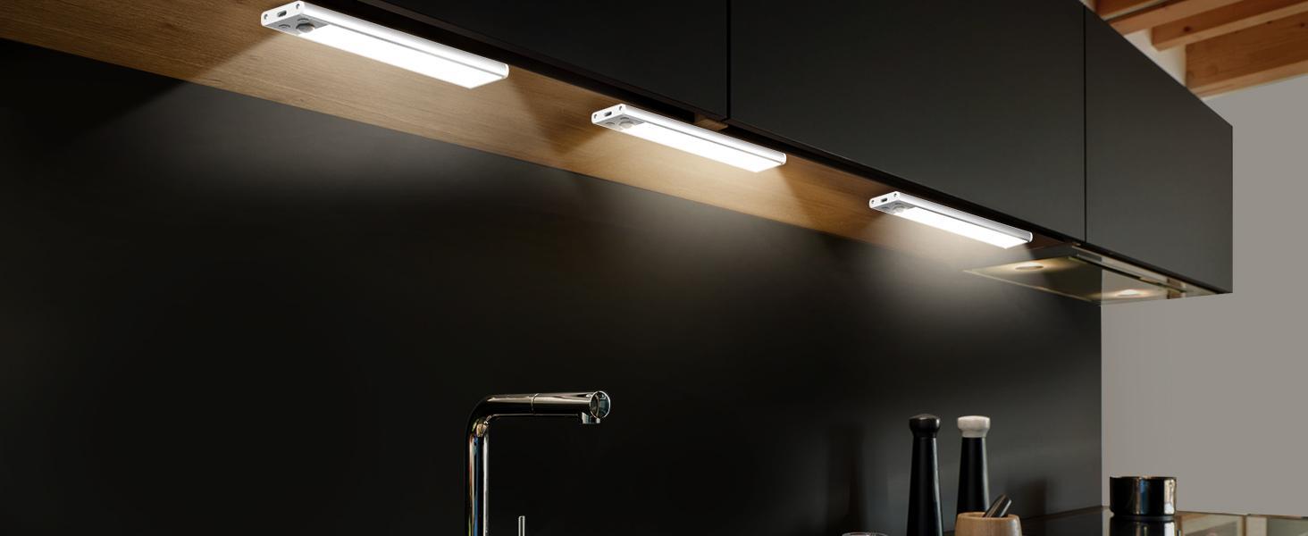 15.7in Under-cabinet lighting, LED rechargeable mobile sensor night light, adjustable brightness, suitable for kitchens, staircases, bedrooms, wardrobes and kitchen wall cabinets lighting.