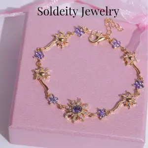 Sun Flower Purple Bracelet Inspired Zircon Gemstone Necklace Sun & Moon Starburst Princess Christmas Jewelry