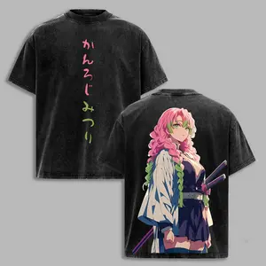 Mitsuri Kanroji Washed Unisex Anime Inspired Vintage Tee Demon Slayer Gift For Her