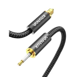 33ft mini toslink to toslink optical audio cable 24k goldplated digital spdif fiber optic compatible with sound bar receiver preamp tv gaming console