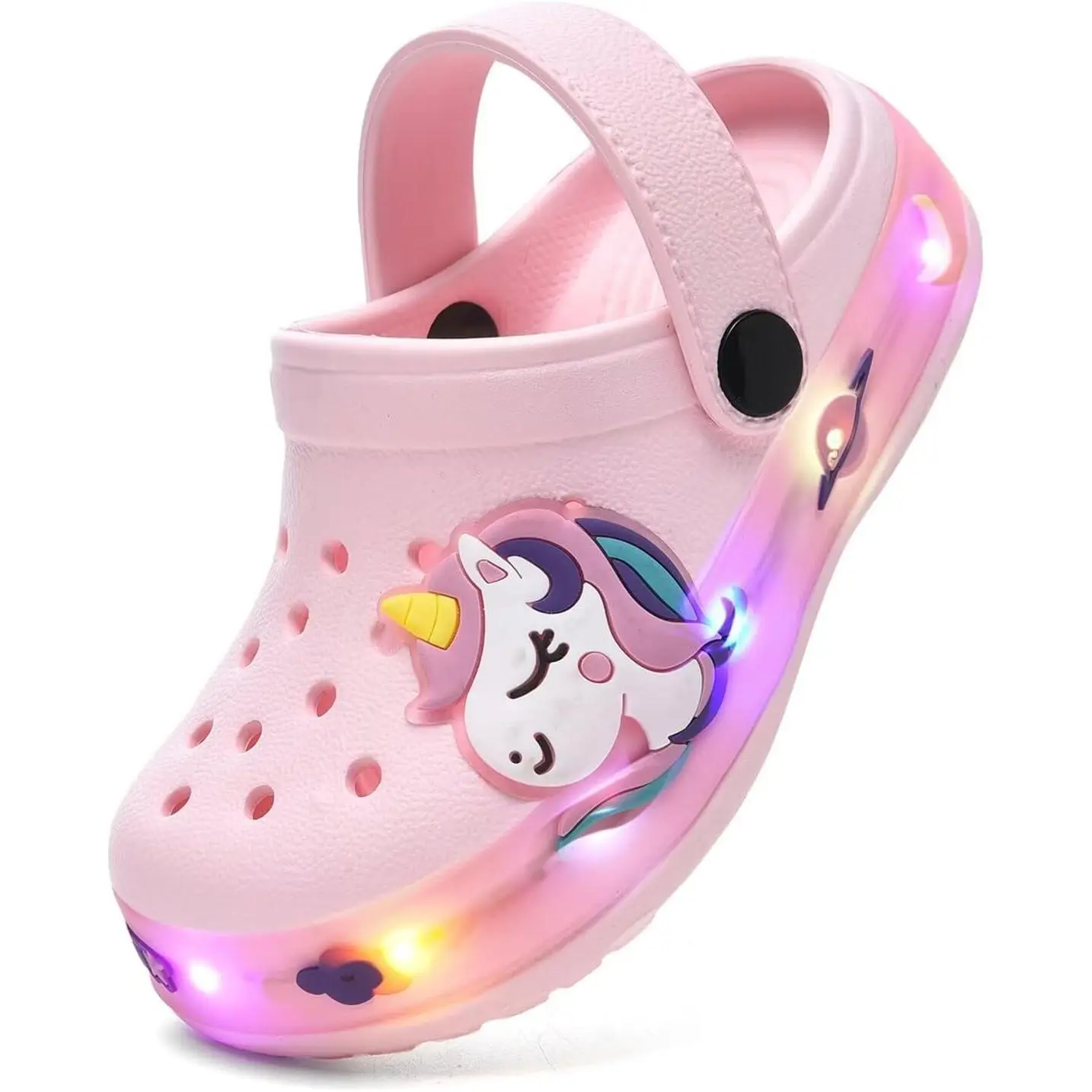 S-44 Toddler Clogs Kids Slippers Light up Sandals Boys Girls LED Garden Shoes Cartoon Slides Slip on Lightweight Beach Pool Quick Dry