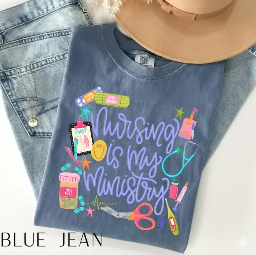 Comfort Colors Nursing Is My Ministry T-Shirt, Nurse Life Faith Shirts, School Nurse Graphic Tee, Christian Healthcare Worker Gift, Inspirational Nurse Appreciation Shirt