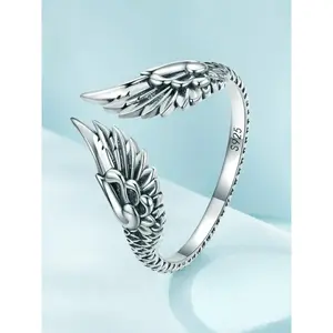 1 piece of  simple retro feather angel wing open ring for ladies' birthday gift