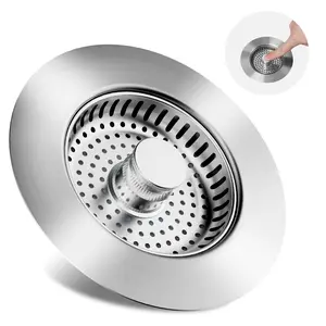 3-in-1 Kitchen Sink Drain Strainer, Stainless Steel Sink Plug, Deodorizing Anti-Clog Basket Strainer for US Standard 3-1/2 Inch Drains