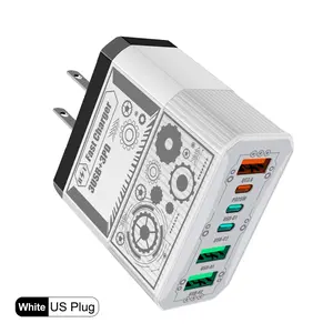 6-Port Fast Charger 3USB-C+3USB-A Fast Charger Portable intelligent charger Multiple interfaces Portable for Pad, iPhon Digital Smartphone Electronic