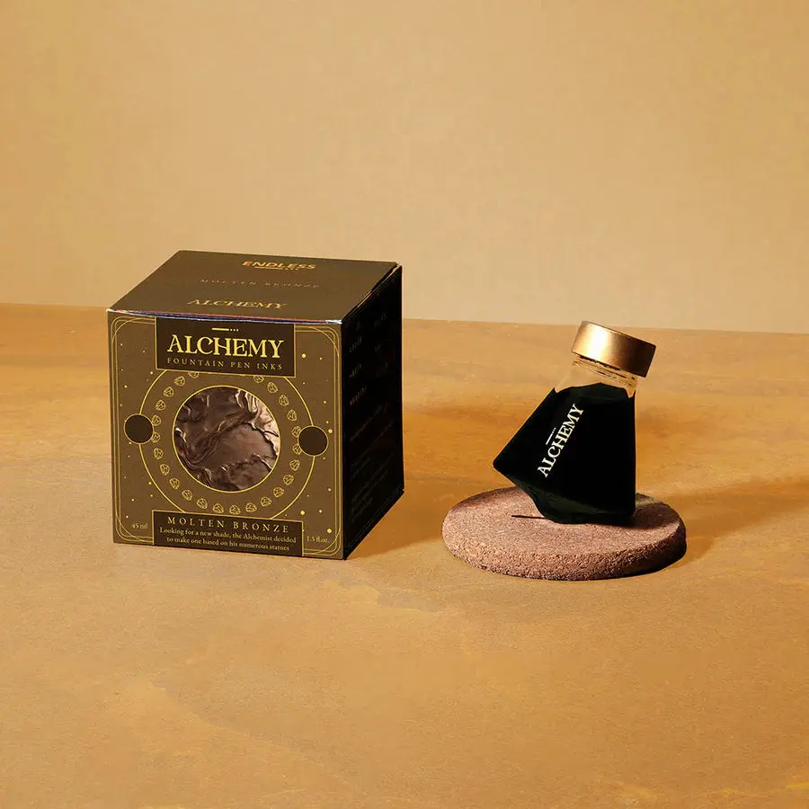 Endless Alchemy 45ml Bronze Ink Bottle - Gentle on Nibs, Extends Nib Lifespan, Compatible with Fountain Pens & Dip Pens, Ideal for Alchemists' Scribing Tasks, All Seasons Use, Enables Enchanted Strokes, Extends Lifespan