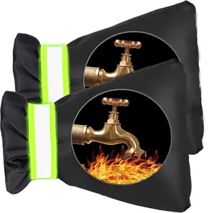2Pack Outdoor Faucet Covers for Winter Pro 6.7" W x 8.3" H Waterproof Insulated Spigot Backflow Cover Black Freeze Protection Pipe Insulation Reusable
