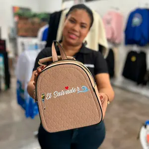 El Salvador Beige Small Backpack with National Bird Design - Perfect for Travel