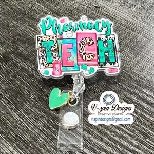 Pharmacy Tech badge reel/ID Holder card holder/pharmacy badge reels