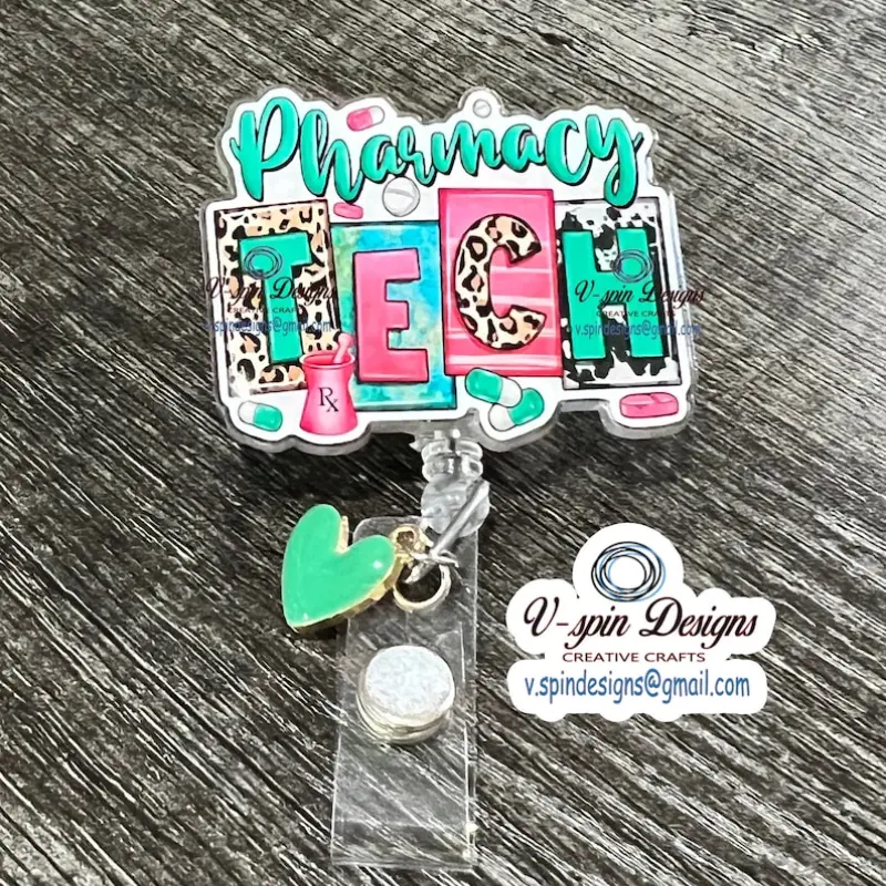 Pharmacy Tech badge reel/ID Holder card holder/pharmacy badge reels