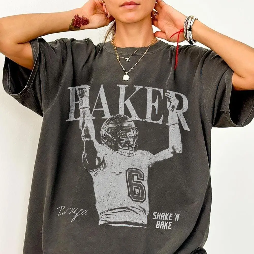 Gildan Graphic Print T-Shirt, Vintage Baker Mayfield Football Tops for Men, 100% Cotton Classic Fit Round Neck Streetwear, Shortsleeve, Childrens Day, Preppy