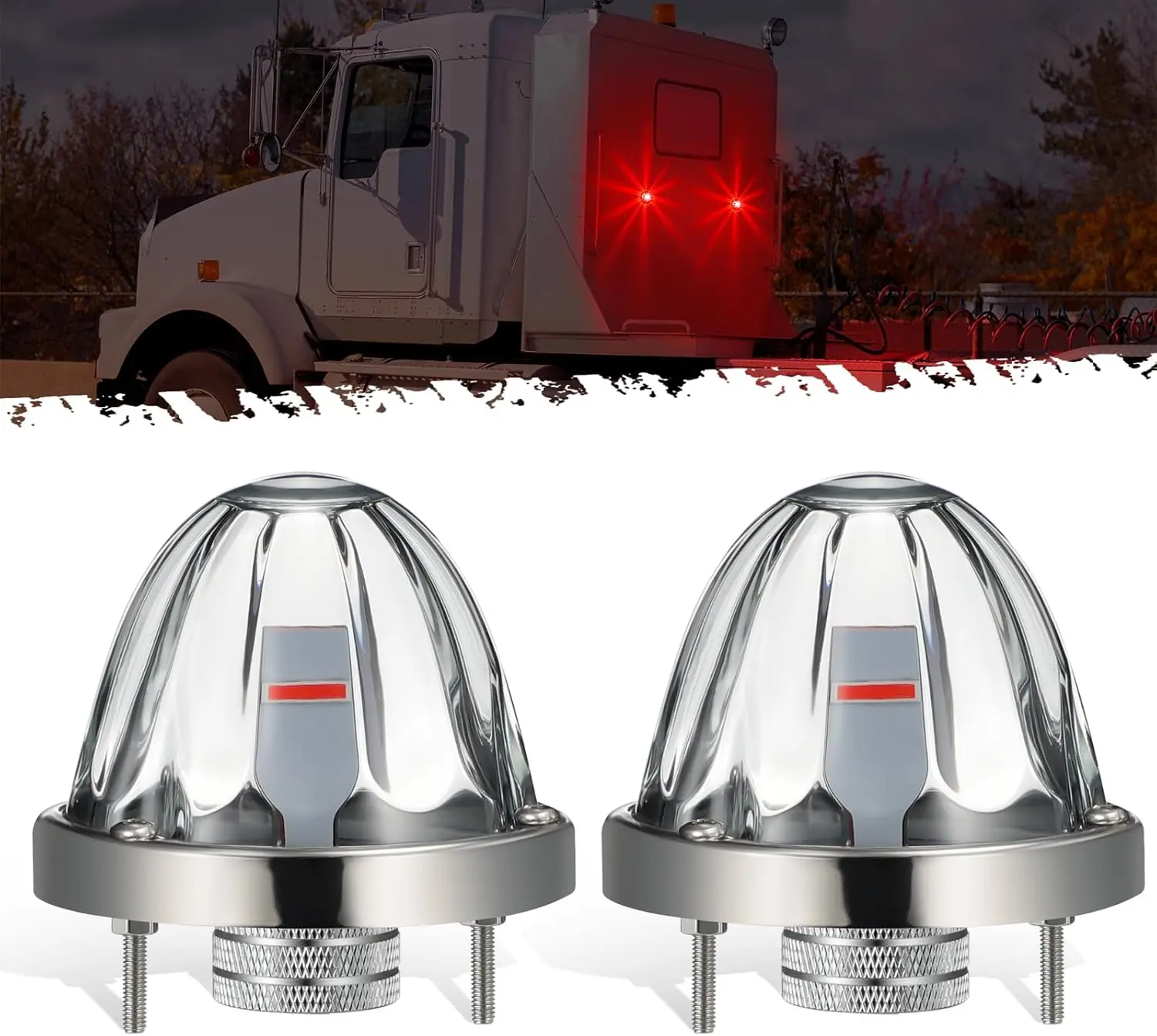 Partsam Watermelon Lights Clear Lens Red LED Side Marker Turn Signal Lights  2Pcs