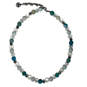 Wave 19-21" Handmade Beaded Necklace Stainless Steel Hypoallergenic Tarnish Resistant Necklace for Men Fever Dreamz