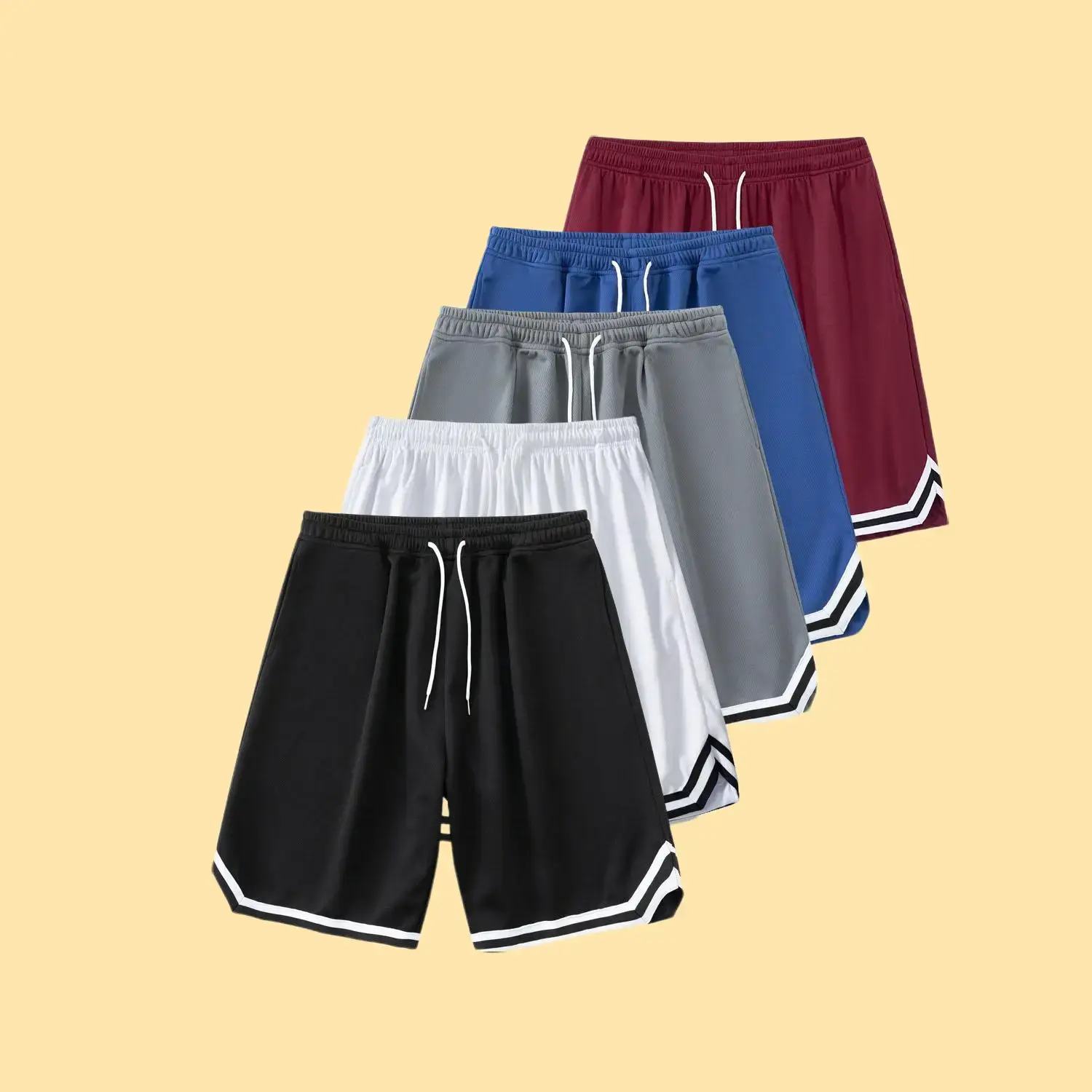 Tropical Menswear Men’s 3/5-Pack Loose-Fit Polyester Clothing Athletic Casual Shorts, Quick Dry Breathable, Zippered Pockets, Adjustable Drawstring Waist, Ideal for Running, Outdoor Wear, Training, Hiking