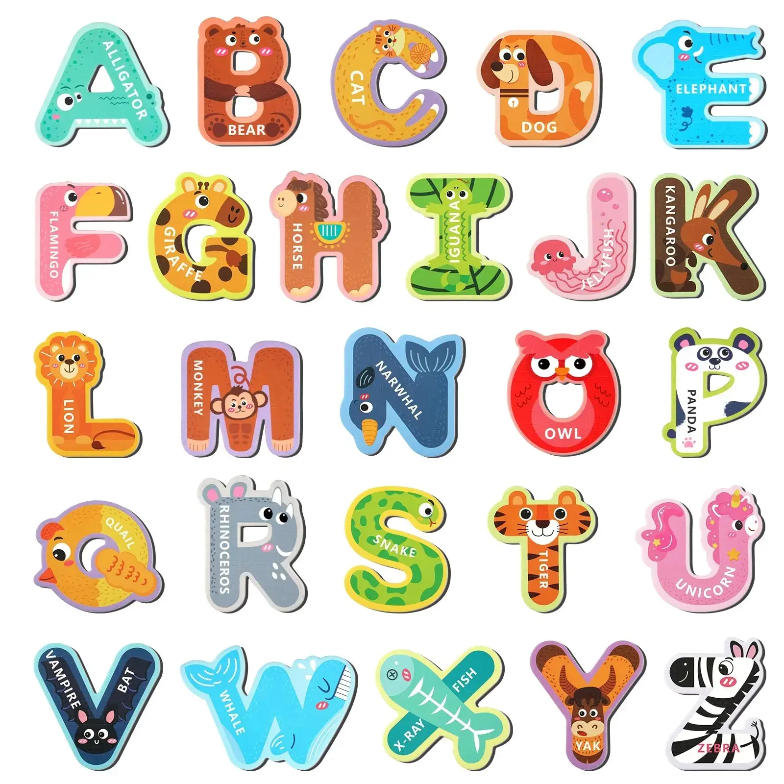 Magnetic Letters, Colorful ABC Animal Alphabet Fridge Magnets,Thick EVA Material, Suitable for Toddlers Aged 3 4 5