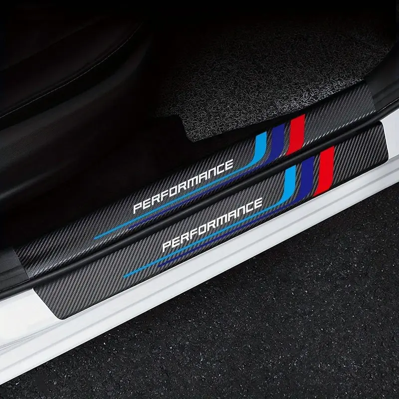 Carbon Fiber Pattern Car Sill Plate Sticker, Car Door Sill Protector, Universal Car Exterior Decoration Accessories for BMW Performance M 1 2 3 4 5 6 7, Decal, Automotive Decoration, Automobile Decals, Car Accessory
