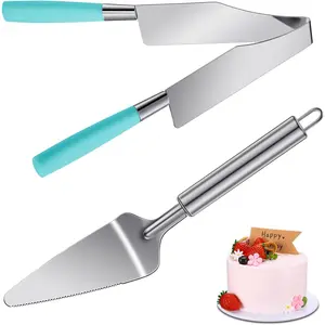 2 Pieces Cake Slicer Cutter Multi Function Stainless Steel Cake Spatula Server Set for Cakes Pie Desserts Pizza(Blue) Bakeware