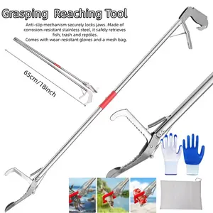 Reacher Grabber Tool — Foldable Pickup Grabber, Litter Picker/Upper Grabber, Lightweight Reaching Tool-Reptile Grabber Pole with Lock, Long Reach Outdoor Hook Stick for Safe Snake Handling & Yard Cleanup