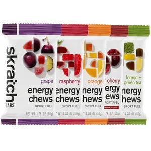 Skratch Labs Energy Chews Sport Fuel – Real Fruit Energy Gummies for Athletes & Endurance – Clean Carbs for Long Workouts, Running, Cycling & Training – Natural Taste, Easy to Chew