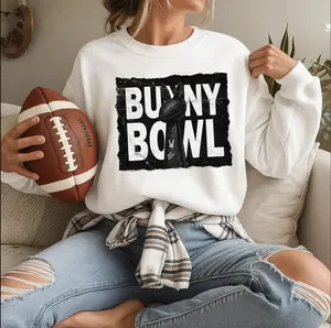 Bunny Bowl Football Sweatshirt, Game Day Shirt, Retro Sports Style, Latin Music Vibes, Cozy Unisex Pullover