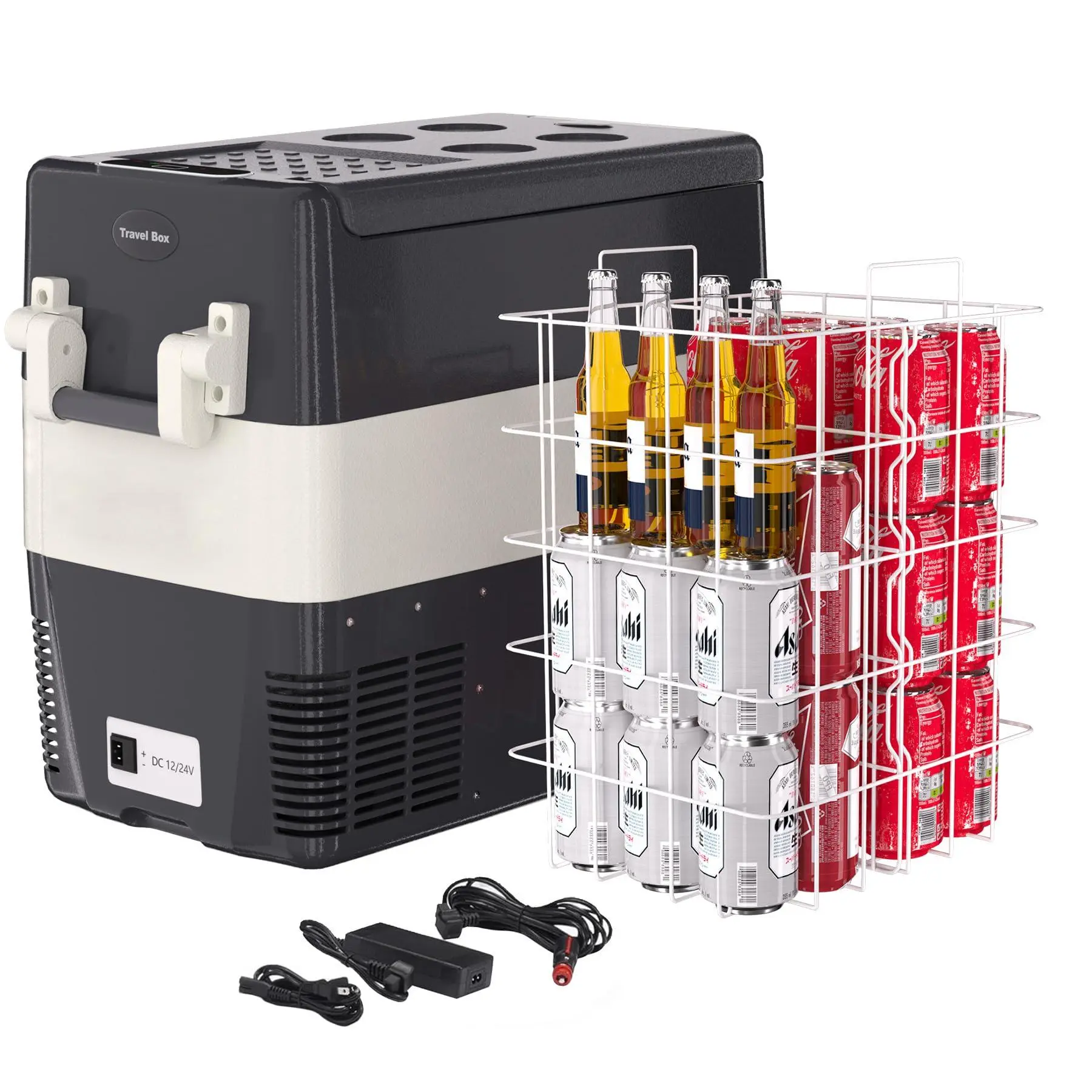 GAOMON 12 Volt Car Refrigerator, 52QT(50L) Electric Cooler | Portable Refrigerator 12V/24V DC 110-240V AC, Car Fridge 0℉~50℉, Portable Freezer with Basket for RV Boat Camping Outdoor