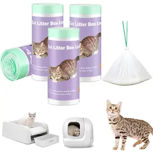 100 Pack  Litter Box Liner Bags Compatible with Pet Clumping & for Smartspin Self-cleaning Litter Box, Thick Heavy Duty Drawstring  Drawer Liners Compatible with  X/MAX -23" x 12"