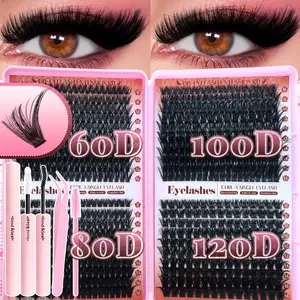A Kit for Creating False Eyelash Extensions, Featuring a Multifunctional Eyelash Book with a Mix of 40-120D Fluffy And Dense Eyelash Clusters, Along with, a Multifunctional Tool Brush, Tweezers, And a Professional Makeup Kit to Achieve Beautiful Eye