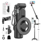 2026 Upgraded 4-in-1 Magnetic Selfie Stick with Remote, 360-Degree Camera Mount, 25in Extendable Hands-Free Phone Holder, Adjustable Magnetic Self-Timer Tripod, Camera Stand, Vlogging Gear for Cell Phones, 360-Degree Camera Mount Selfie Accessories,techvi