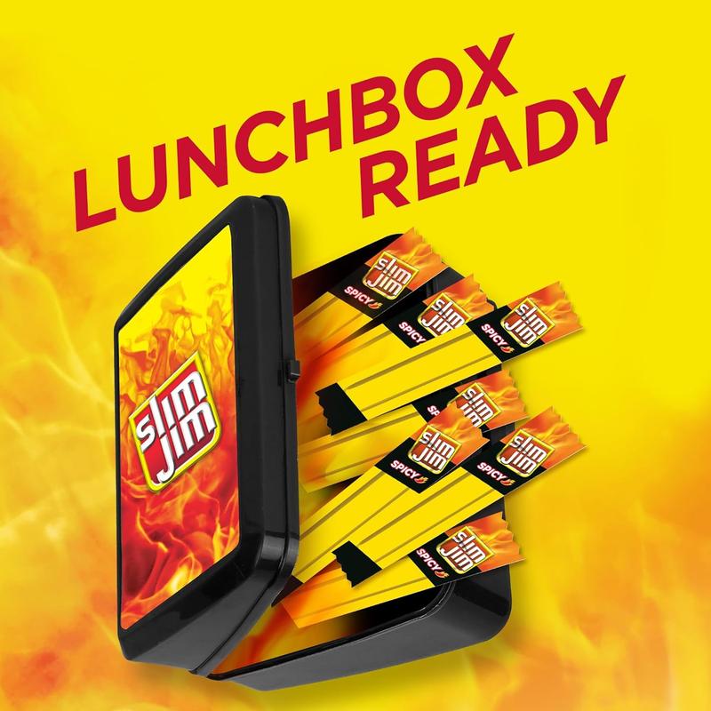 Slim Jim Smoked Meat Sticks, Spicy Flavor, 6g Protein Per Serving, Snack Size, 0.28 oz. (26 Count)