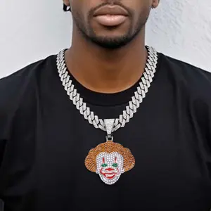 Street Hip-hop Clown Pendant Cuban Necklace, Personality Domineering Fashion Pendant Necklace, Suitable for Parties, Music Festivals and Other Occasions, Birthday Holiday Gifts
