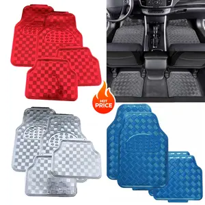 Metallic Chrome Car Floor Mats All-Weather Universal Fit Automotive Floor Mats for Cars SUVs, Floor Mats for Trucks, Car Mats Full Set Front & Rear, Non-Slip Backing