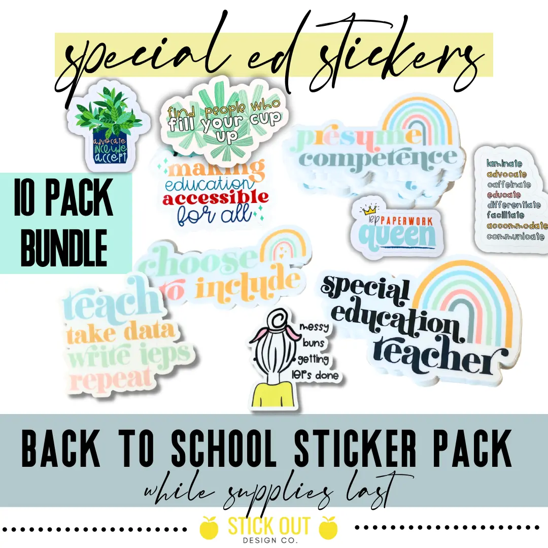 Special Education Teacher Sticker Bundle | 10 pack | Teacher Gift Idea | Teacher Stickers  | Special Ed Sticker | Sped Vinyl | Educator Decals Plastic
